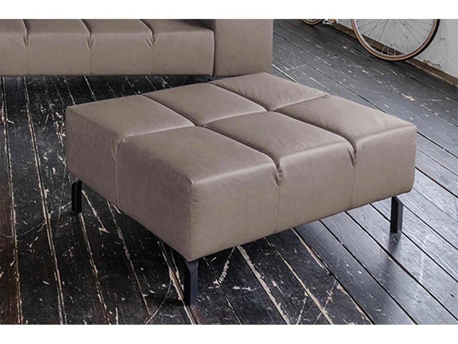 Pouf rembourré - brun foncé cuir - NELSON