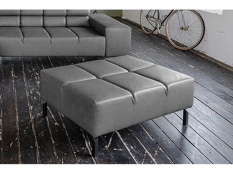 Polsterhocker - Anthrazit Leder - NELSON