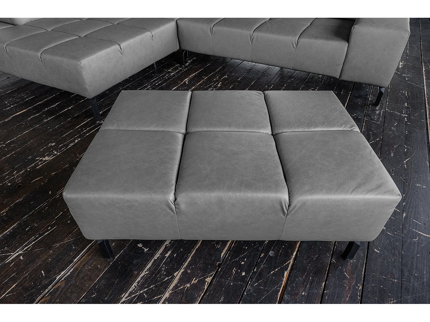 Pouf imbottito - antracite pelle - NELSON