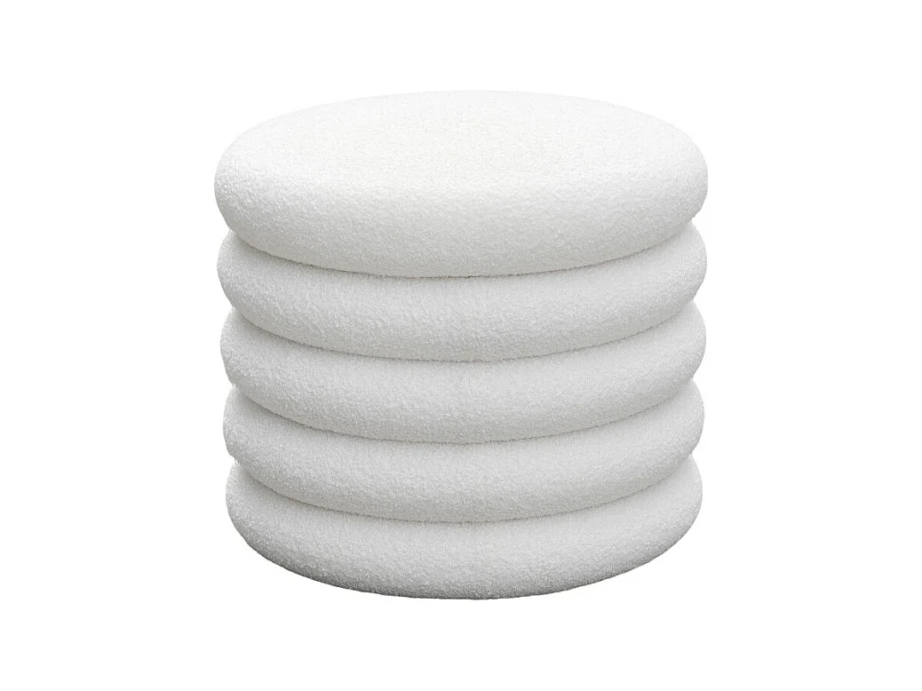 Bubble - Lot de 2 poufs coffres ronds en tissu bouclette ø47cm - Blanc