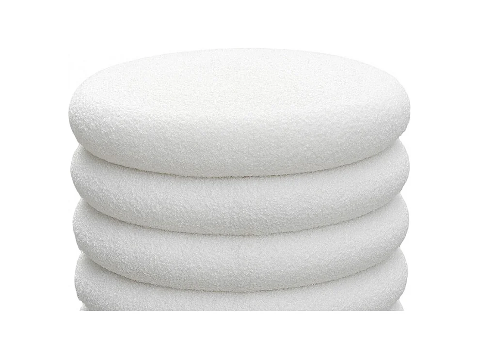 Bubble - Lot de 2 poufs coffres ronds en tissu bouclette ø47cm - Blanc