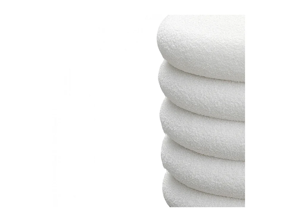 Bubble - Lot de 2 poufs coffres ronds en tissu bouclette ø47cm - Blanc