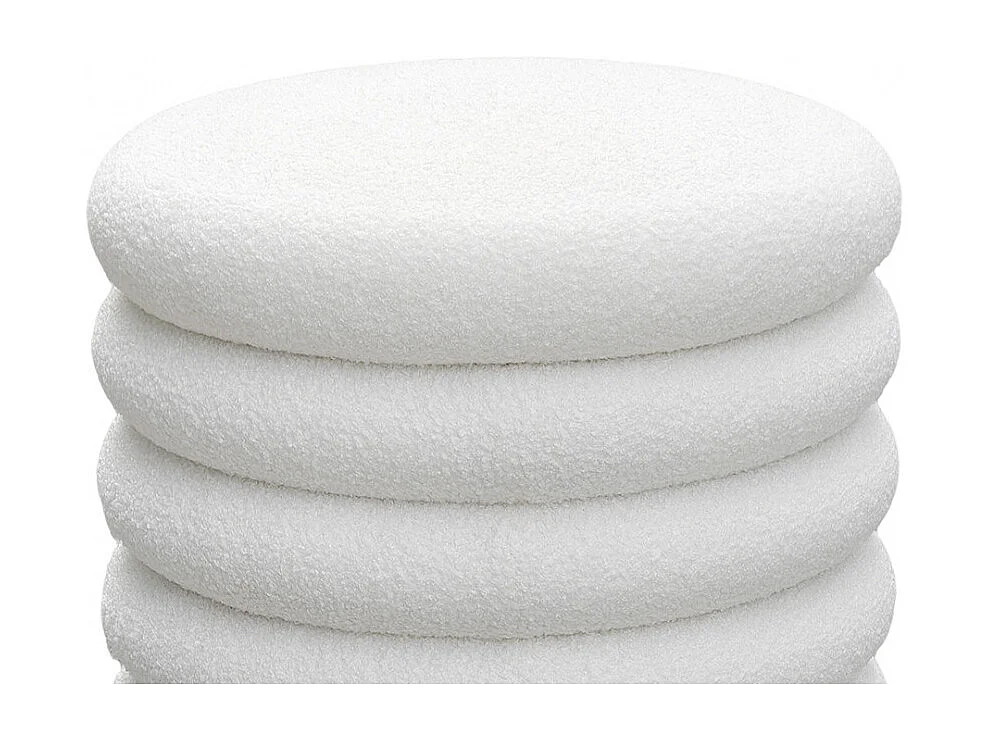 Bubble - Lot de 2 poufs coffres ronds en tissu bouclette ø47cm - Blanc