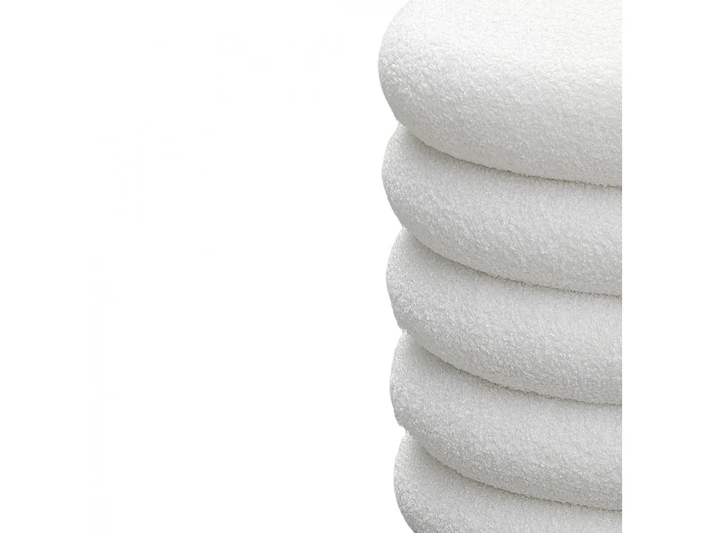 Bubble - Lot de 2 poufs coffres ronds en tissu bouclette ø47cm - Blanc