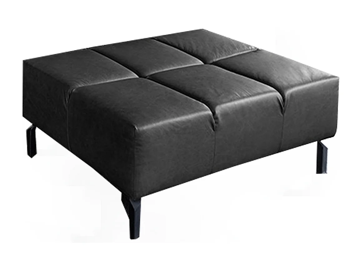 Polsterhocker - Schwarz Leder - NELSON