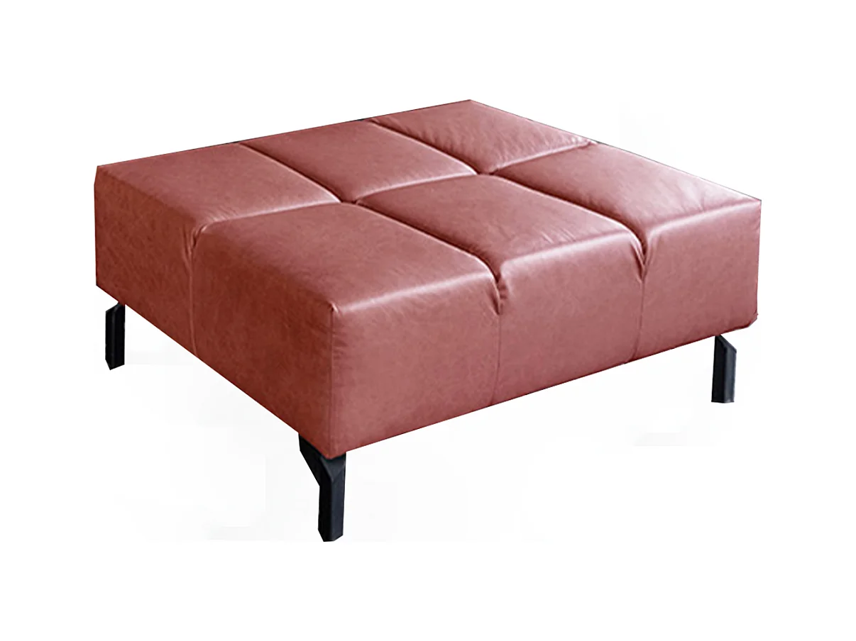 Pouf rembourré - Rouge cuir - NELSON