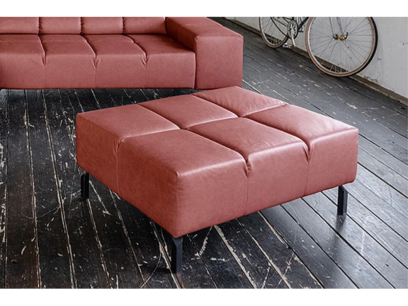 Polsterhocker - Rot Leder - NELSON