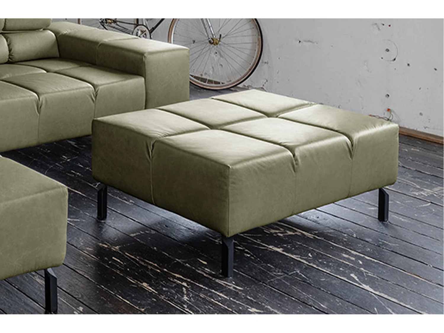 Pouf imbottito - verde pelle - NELSON