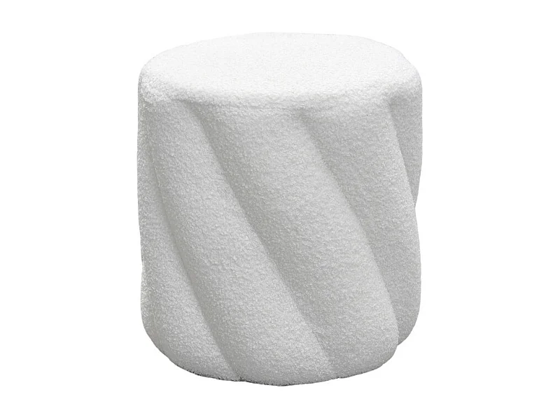 Mallow - Pouf rond en tissu bouclette ø37cm - Blanc
