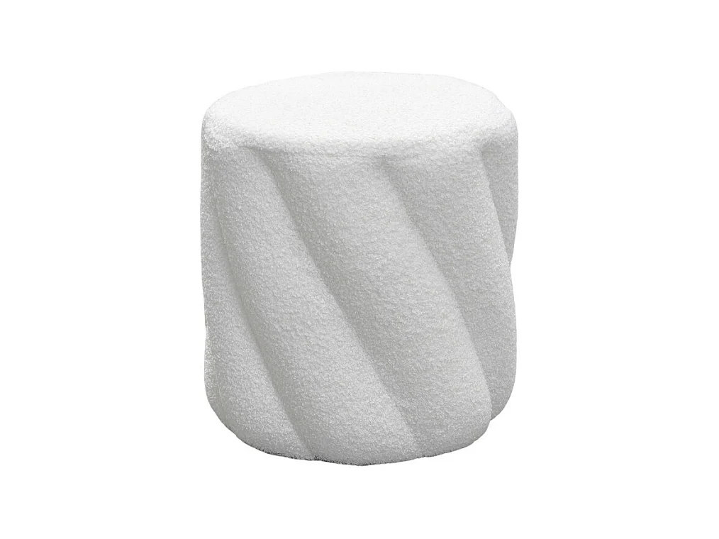Mallow - Pouf rond en tissu bouclette ø37cm - Blanc