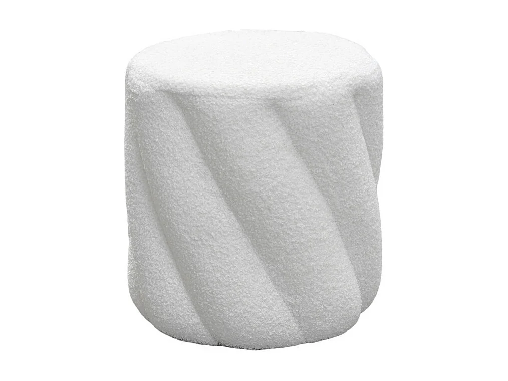 Mallow - Pouf rond en tissu bouclette ø37cm - Blanc