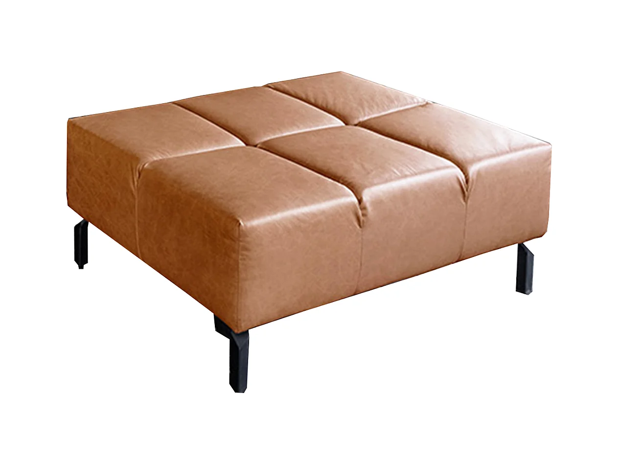 Pouf rembourré - marron cuir - NELSON