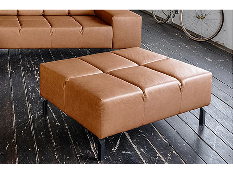 Gestoffeerde kruk - Bruin Leer - NELSON