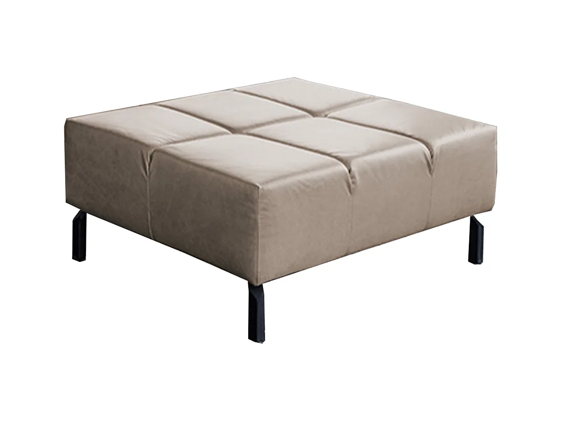 Pouf rembourré - Gris cuir - NELSON