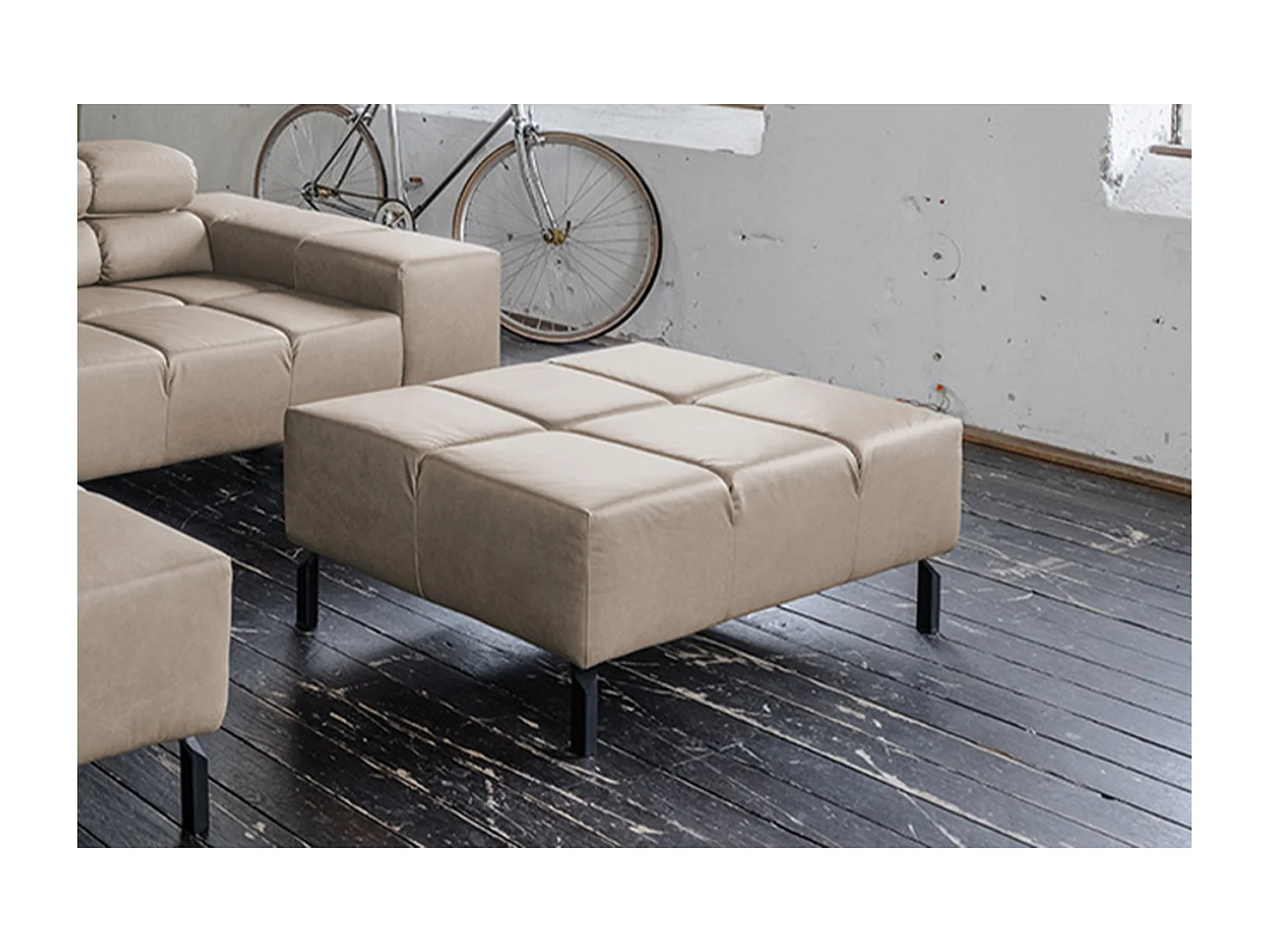 Pouf imbottito - Grigio pelle - NELSON