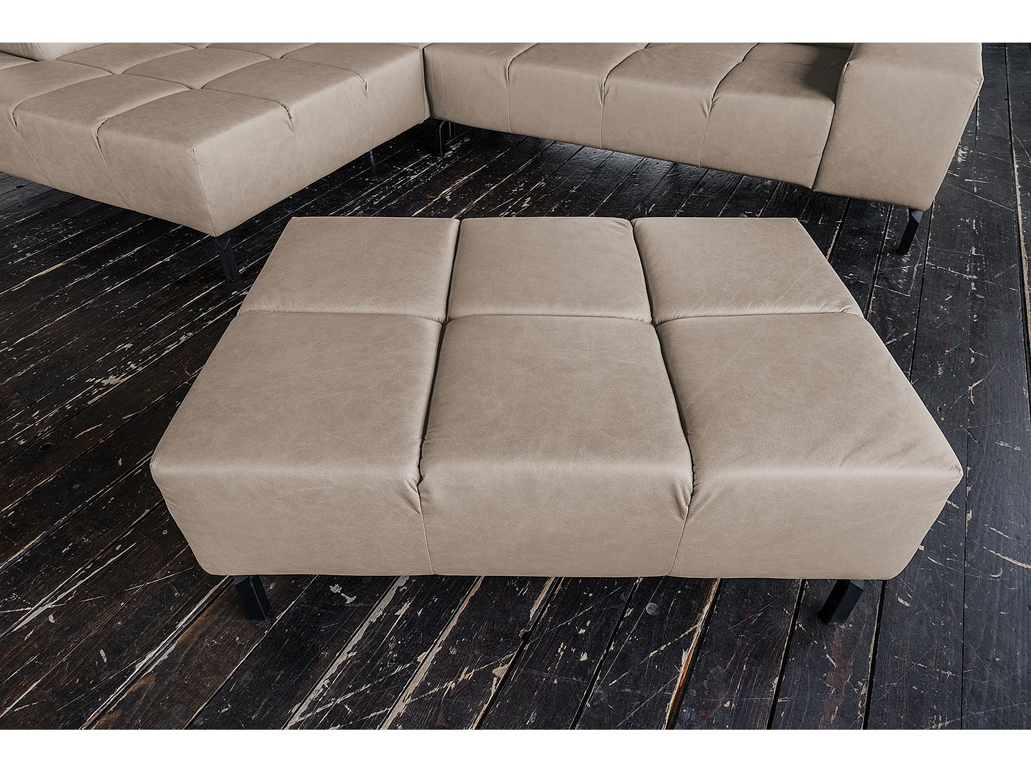 Pouf imbottito - Grigio pelle - NELSON