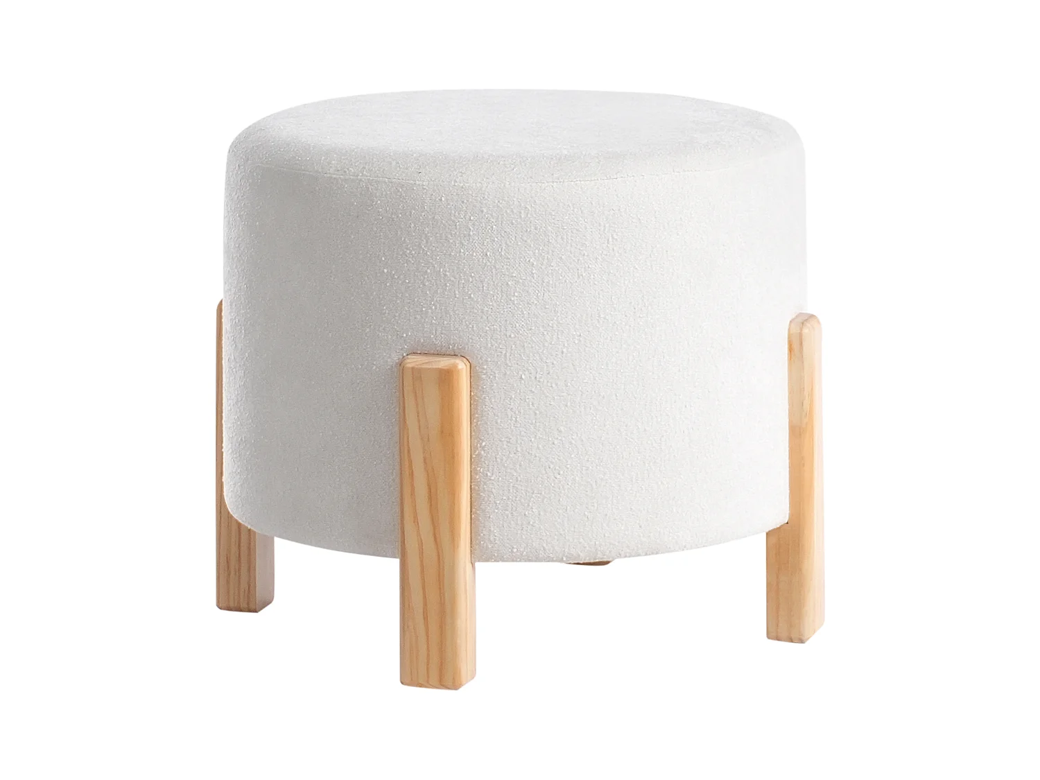 Pouf TERRY Tissu chenille Blanc cassé