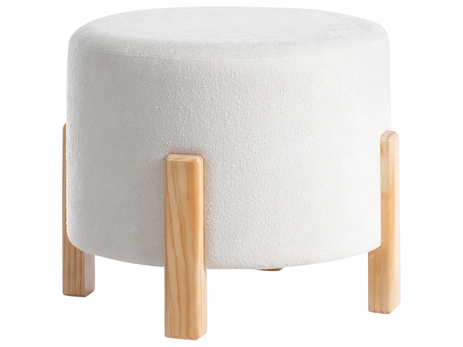 Pouf TERRY Tissu chenille Blanc cassé 53 cm 53 cm 43 cm