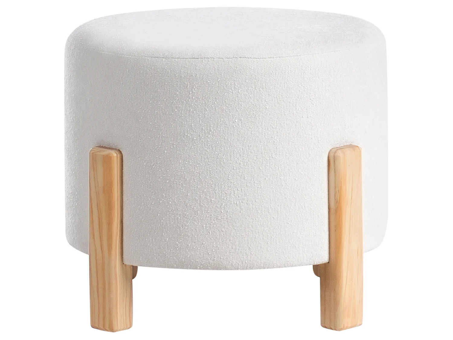Pouf TERRY Tissu chenille Blanc cassé 53 cm 53 cm 43 cm