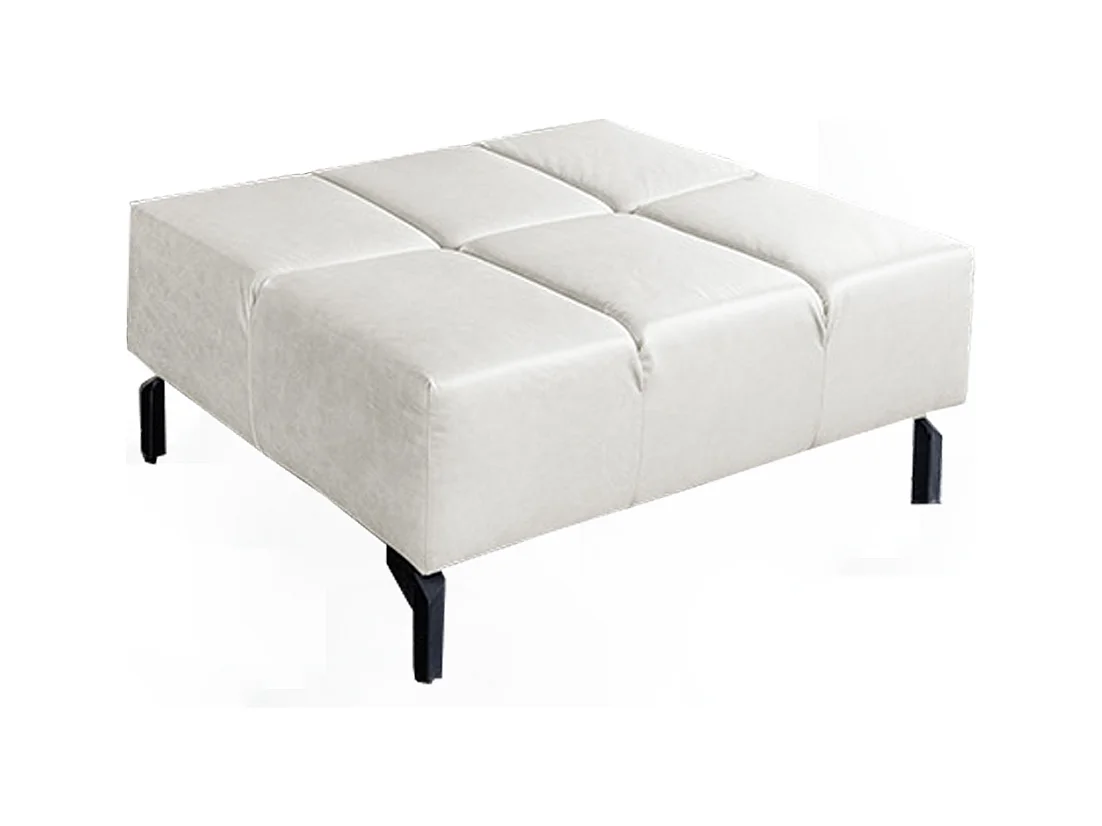 Pouf rembourré - gris clair cuir - NELSON