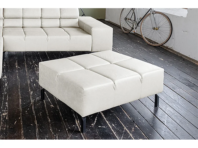 Gestoffeerde kruk - Lichtgrijs Leer - NELSON