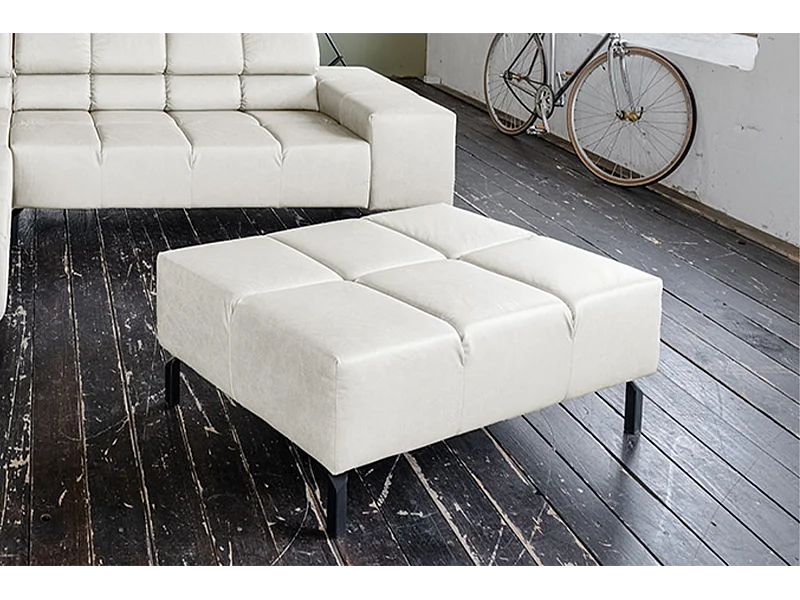 Polsterhocker - Hellgrau Leder - NELSON