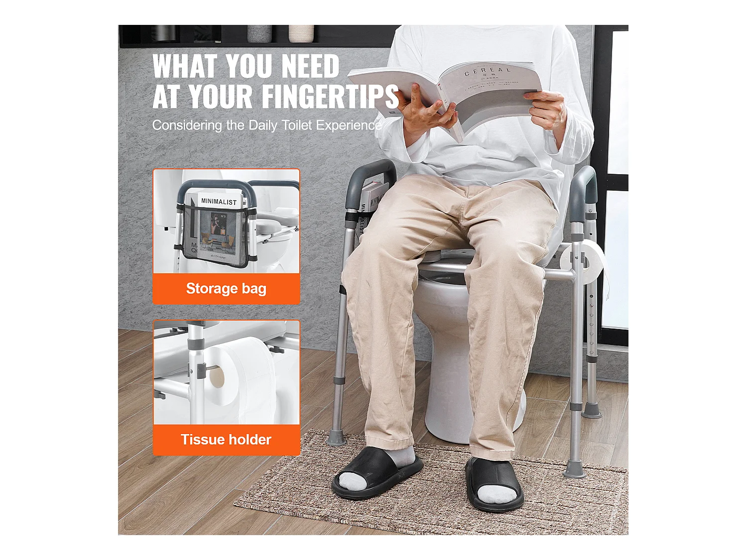 Siège de Toilette Surélevé SucceBuy, Réglage de Hauteur en 7 Positions, 158,7 kg, Cadre en Aluminium