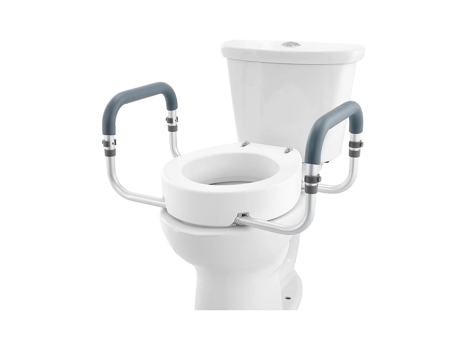 Assento Sanitário Elevado SucceBuy, 88,9 mm de Altura, Capacidade 136 kg, Barras de Apoio em Alumínio, Branco