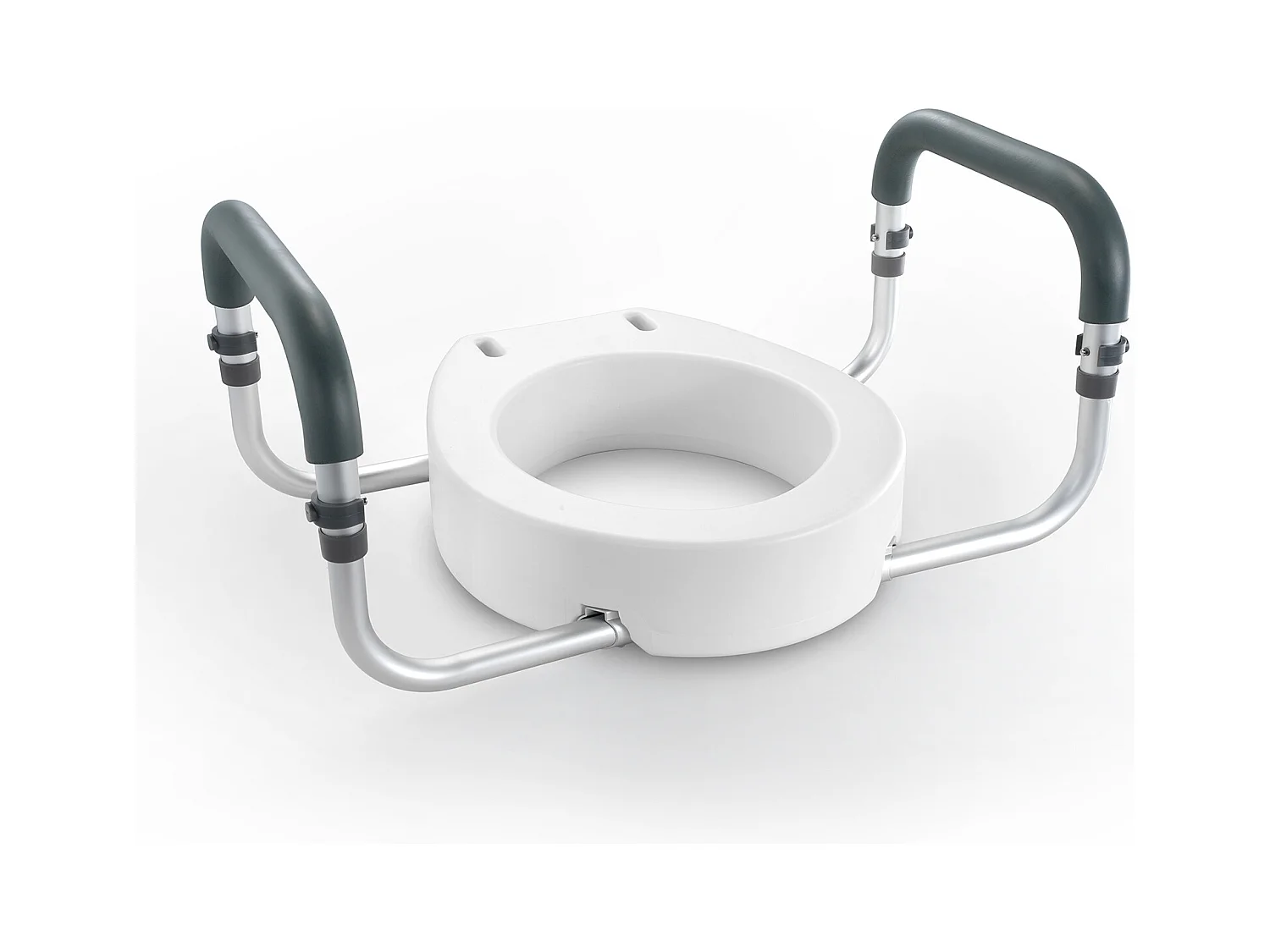 Assento Sanitário Elevado SucceBuy, 88,9 mm de Altura, Capacidade 136 kg, Barras de Apoio em Alumínio, Branco