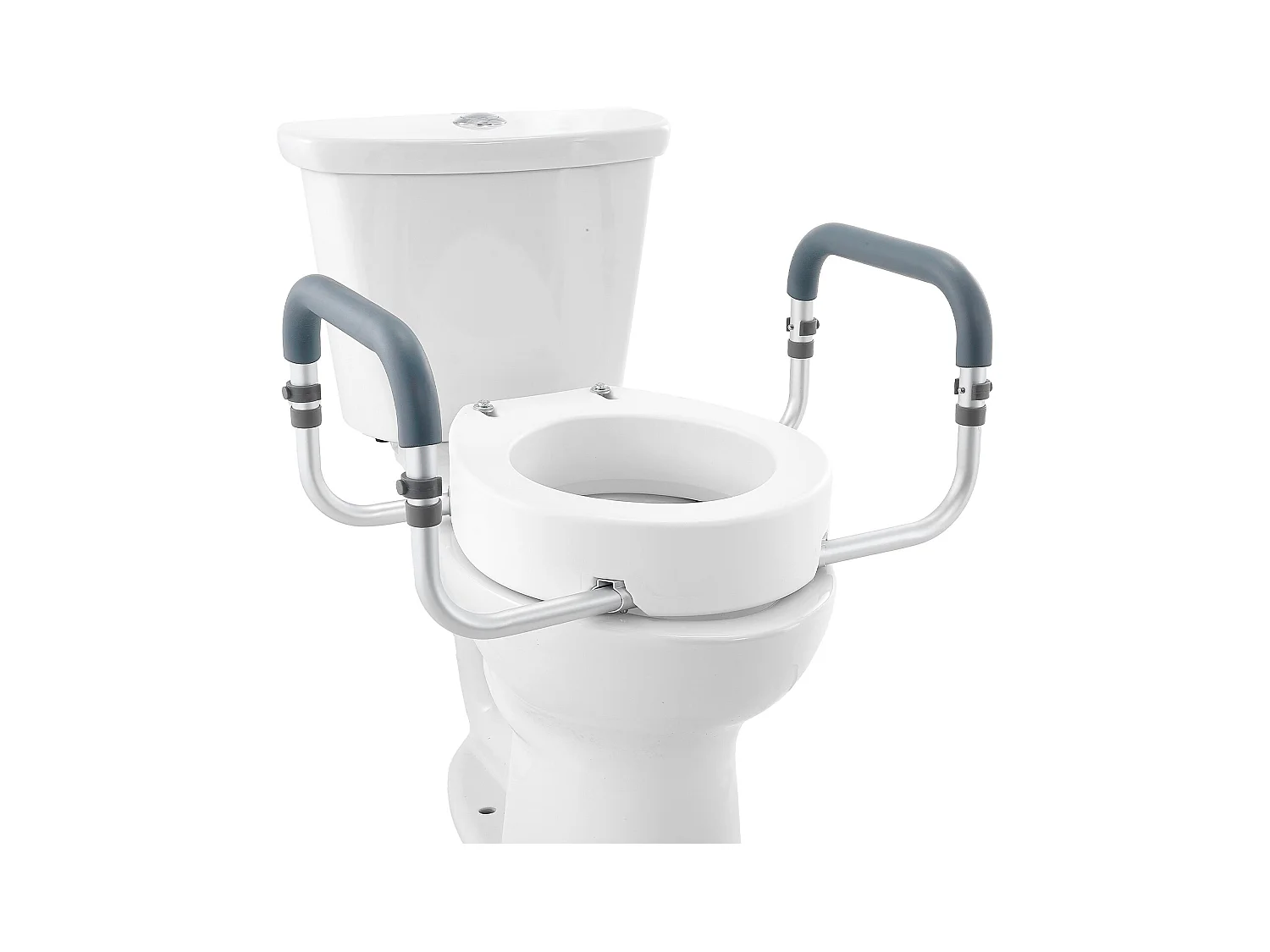 Assento Sanitário Elevado SucceBuy, 88,9 mm de Altura, Capacidade 136 kg, Barras de Apoio em Alumínio, Branco