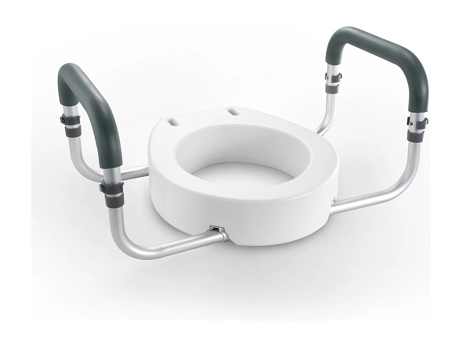 Siège de Toilette Surélevé SucceBuy, 88,9 mm de Hauteur, Capacité 136 kg, Rampe en Aluminium, Blanc
