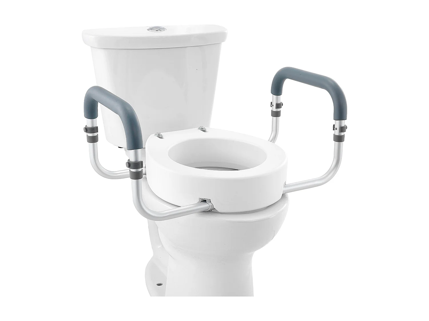 Siège de Toilette Surélevé SucceBuy, 88,9 mm de Hauteur, Capacité 136 kg, Rampe en Aluminium, Blanc
