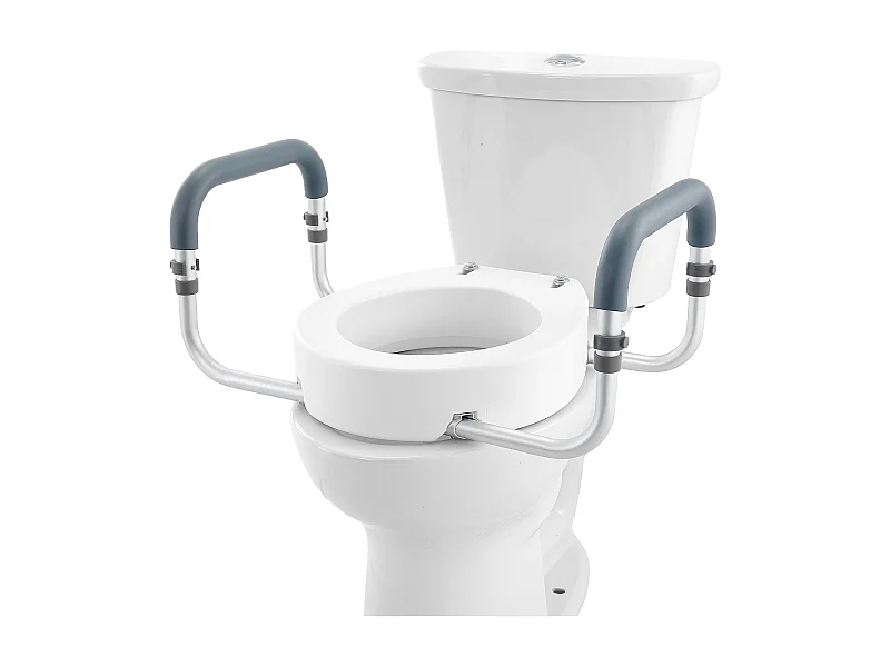 Siège de Toilette Surélevé SucceBuy, 88,9 mm de Hauteur, Capacité 136 kg, Rampe en Aluminium, Blanc
