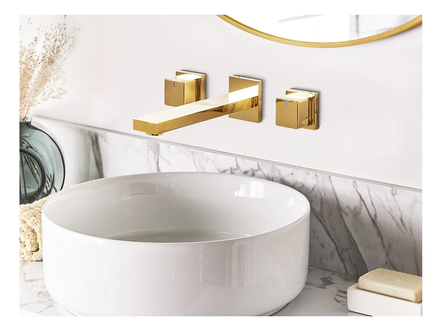 Robinet de lavabo mural PAILON Laiton Doré