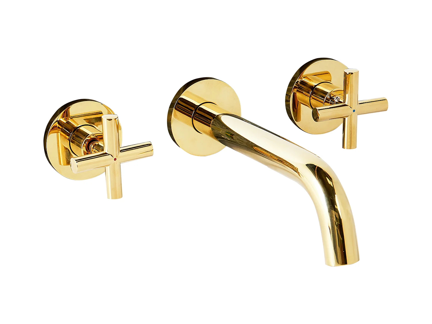 Robinet de lavabo mural KAIETEUR Laiton Doré