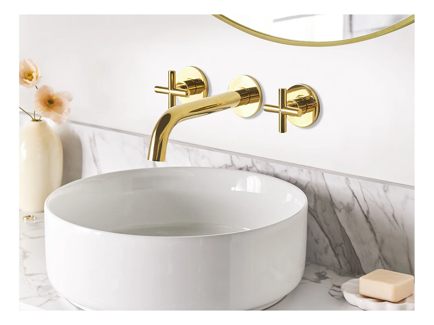 rubinetto miscelatore da parete per lavabo KAIETEUR Oro