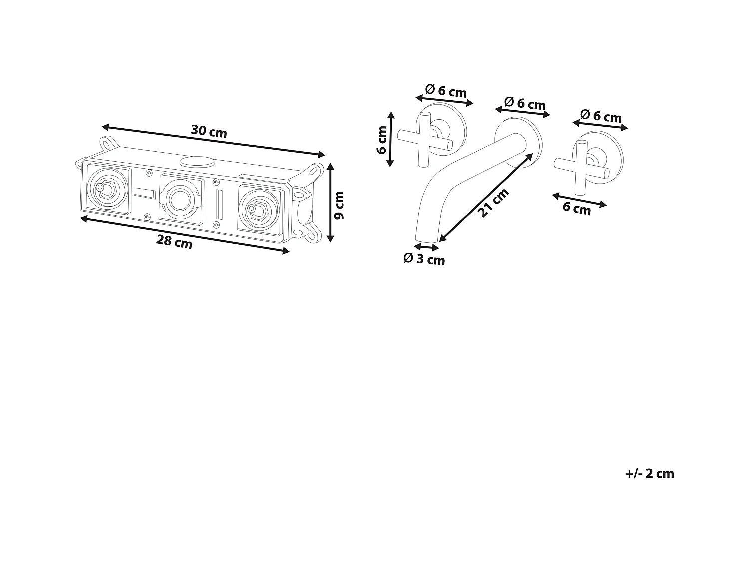 rubinetto miscelatore da parete per lavabo KAIETEUR Oro