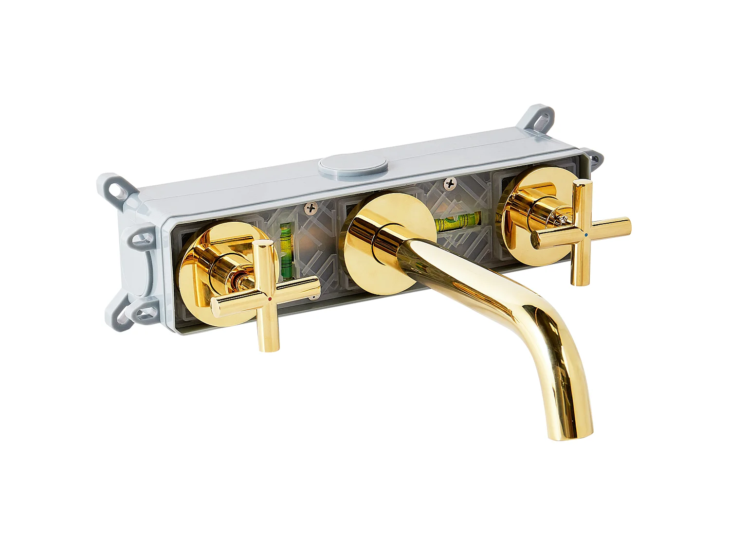 Wall Mounted Basin Mixer Tap KAIETEUR Brass Gold