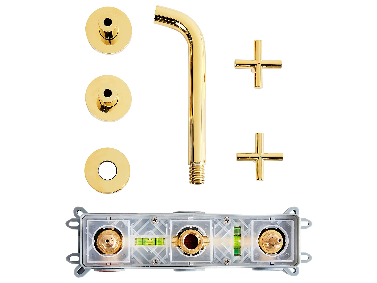 Wall Mounted Basin Mixer Tap KAIETEUR Brass Gold