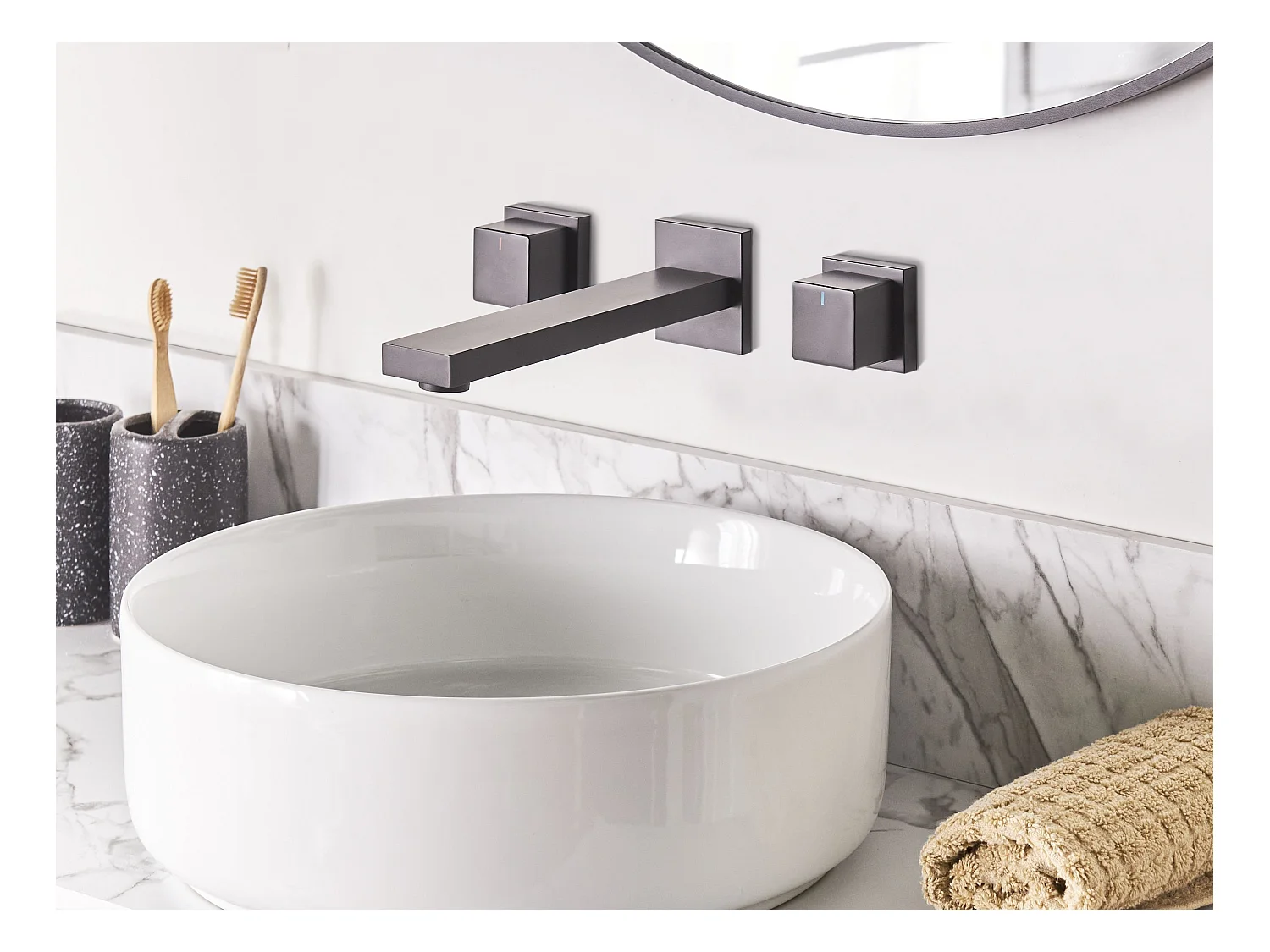 Robinet de lavabo mural PAILON Laiton Noir