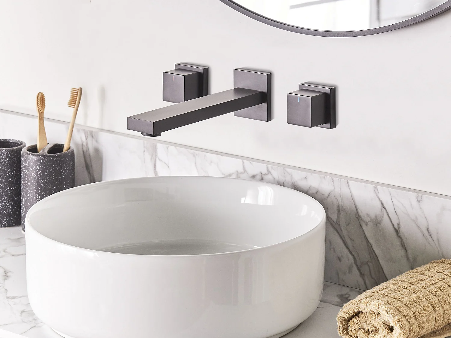 Robinet de lavabo mural PAILON Laiton Noir