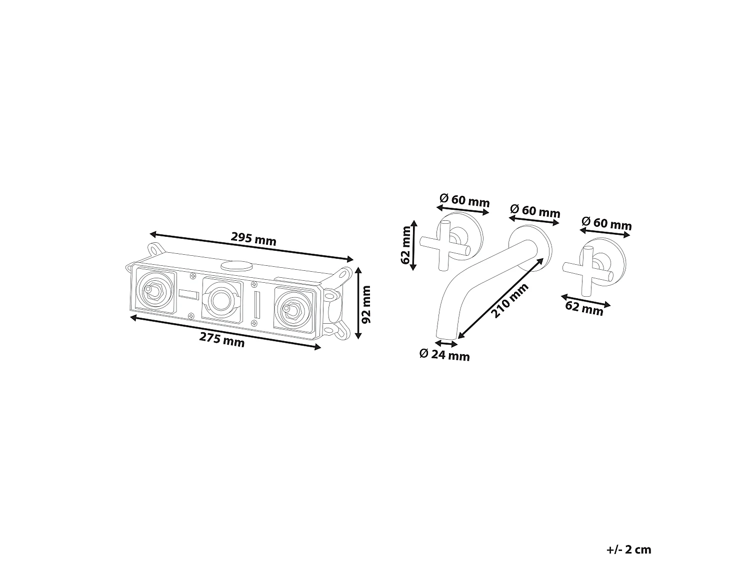 Wall Mounted Basin Mixer Tap KAIETEUR Brass Black