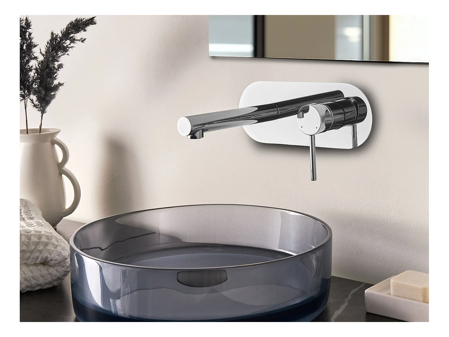 Grifo empotrado monomando de lavabo CLAVIJO Plateado