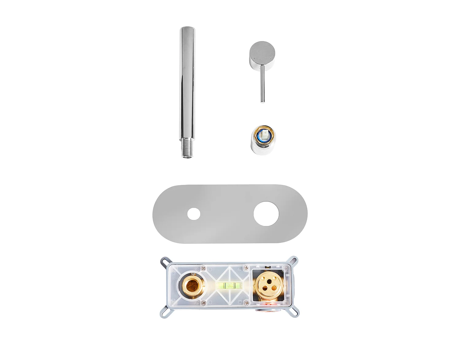 Robinet de lavabo mural CLAVIJO Laiton Argenté