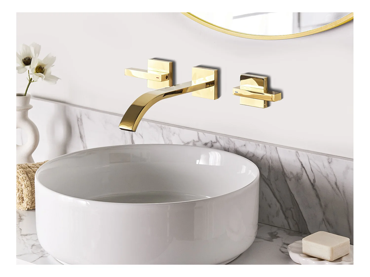 rubinetto miscelatore da parete per lavabo BERRACO Oro