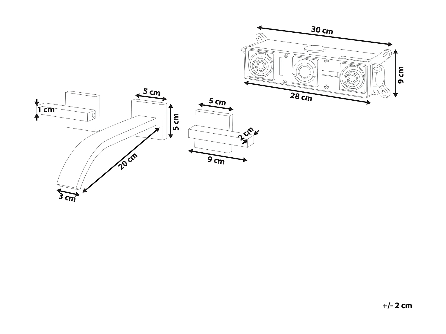 Robinet de lavabo mural BERRACO Laiton Noir