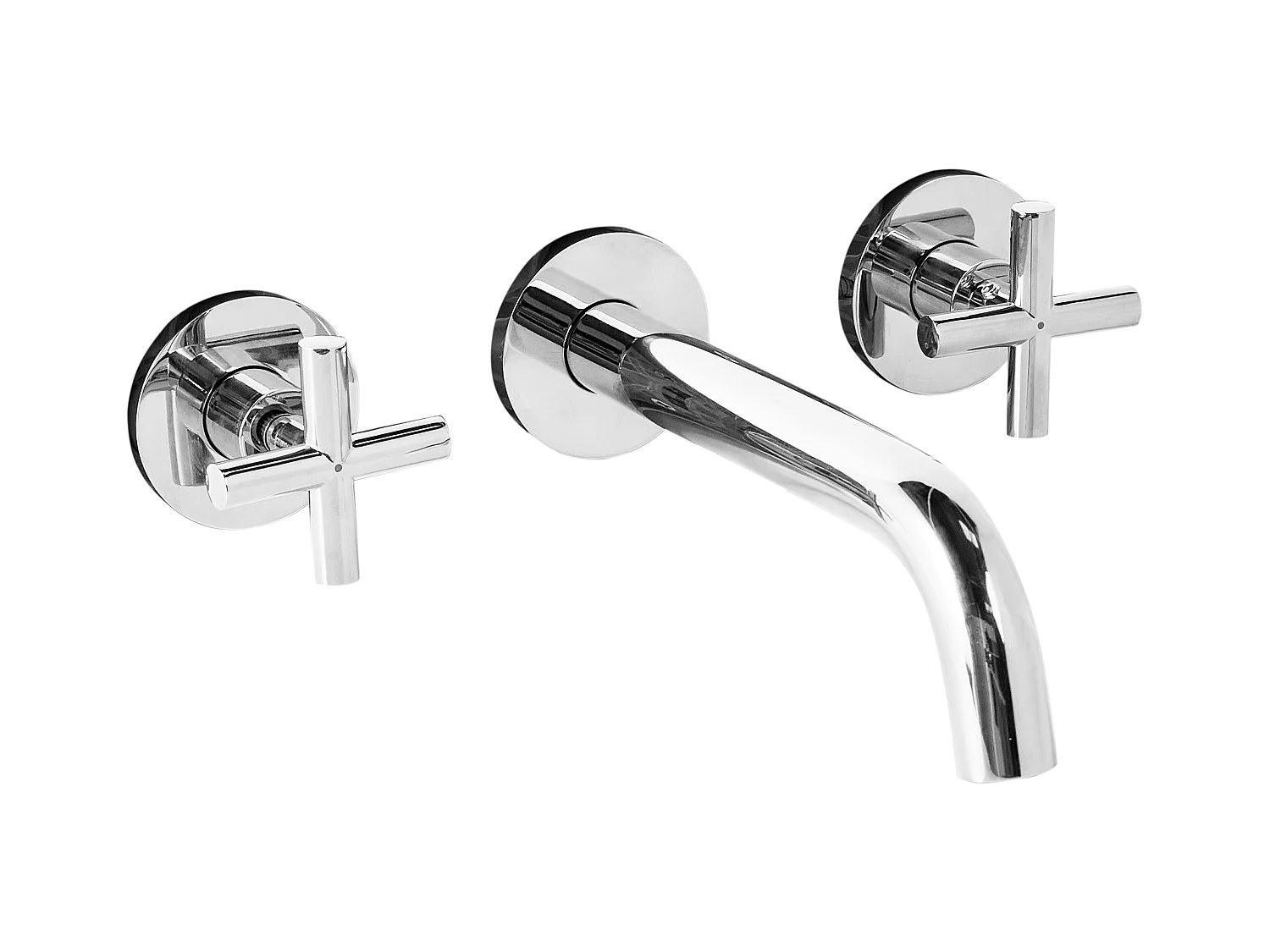 Robinet de lavabo mural KAIETEUR Laiton Argenté