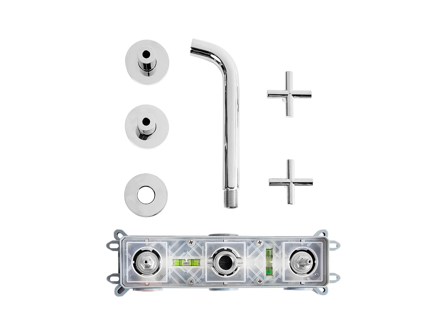 Robinet de lavabo mural KAIETEUR Laiton Argenté