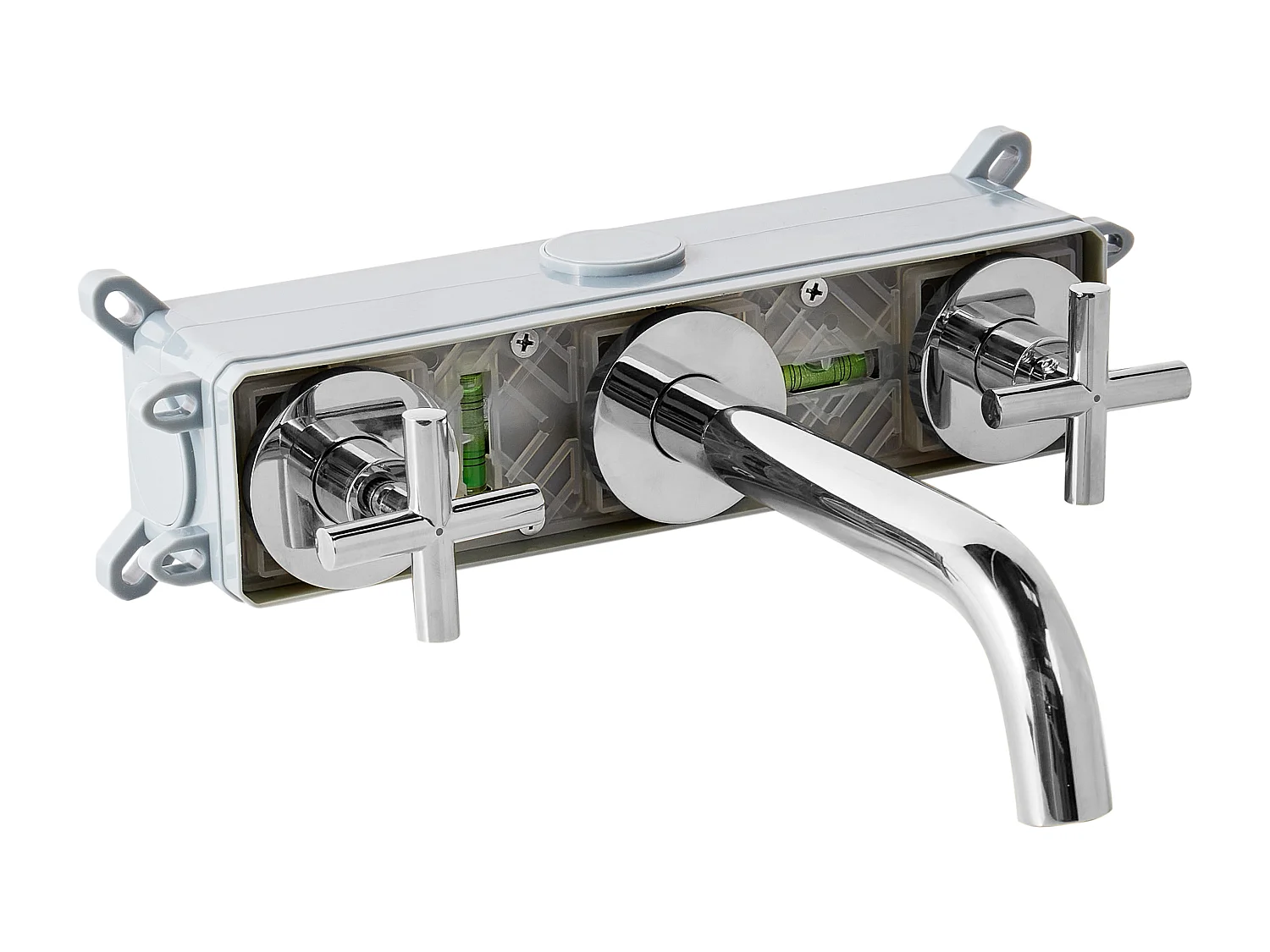 Robinet de lavabo mural KAIETEUR Laiton Argenté