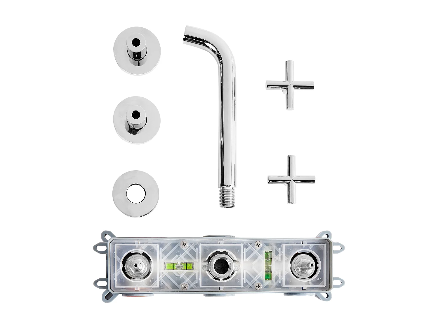 Robinet de lavabo mural KAIETEUR Laiton Argenté